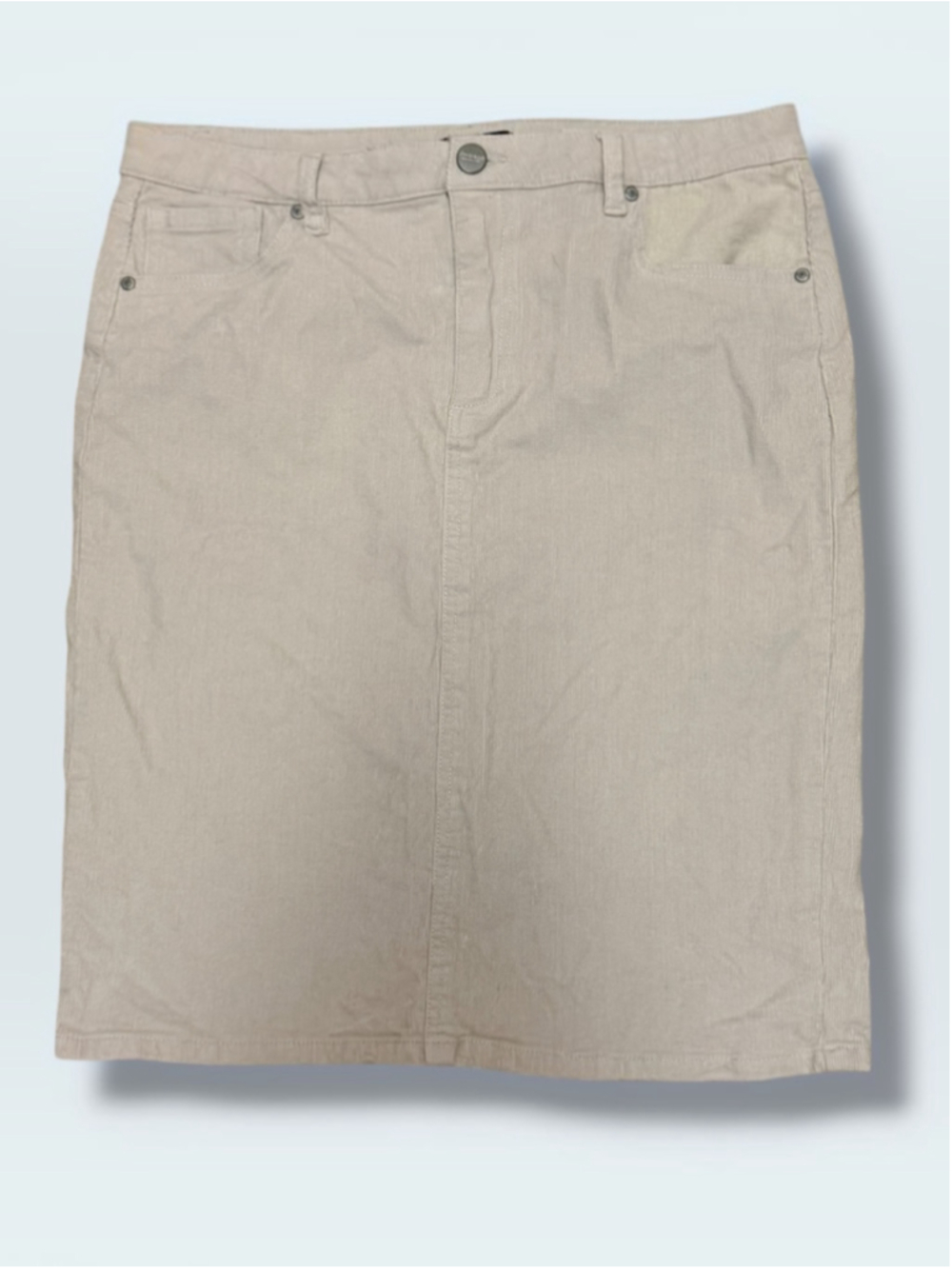 Jones & Co Womens Beige Corduroy Pencil Skirt Stretch Casual Fall Size 14